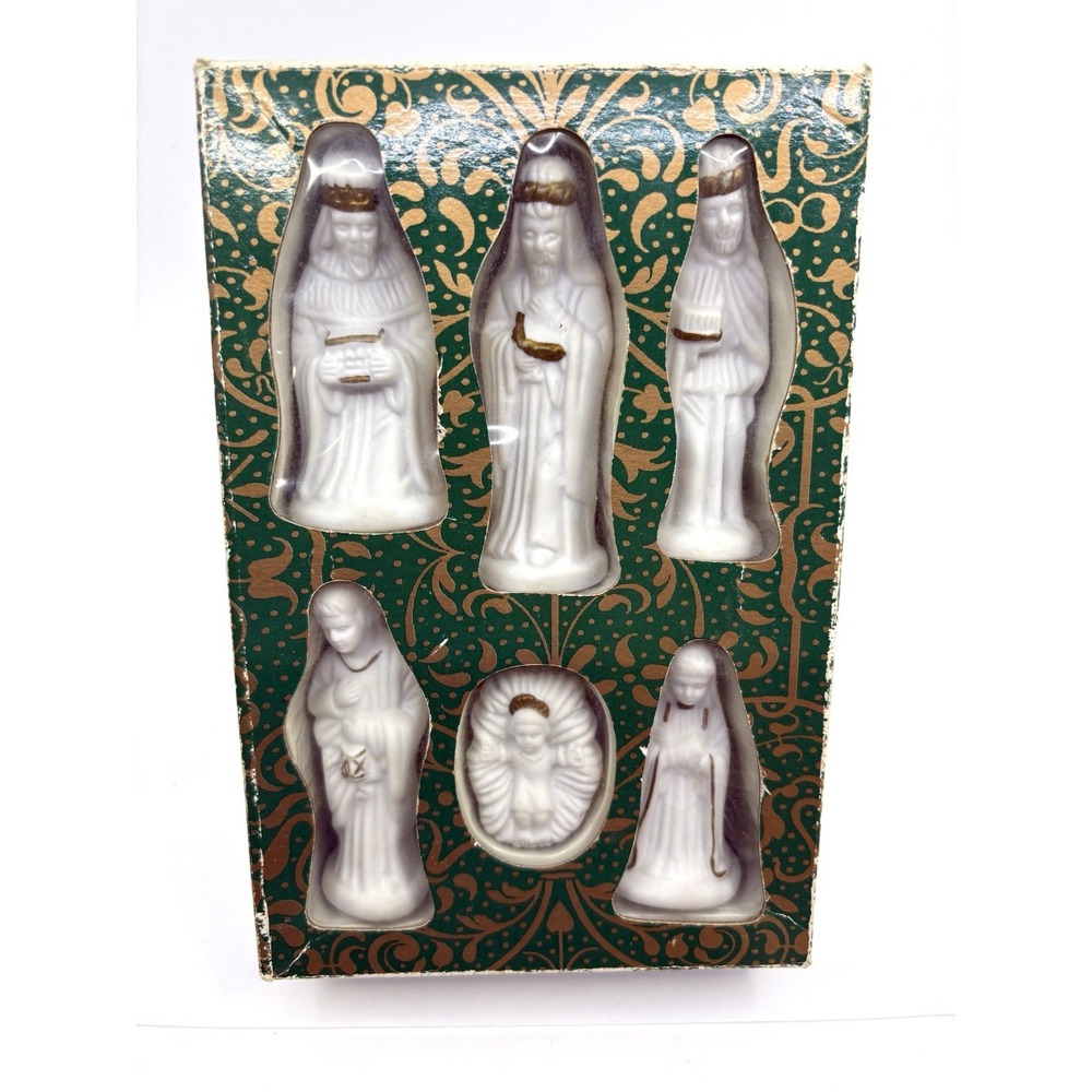 Christmas Nativity 6-pc Set White Ceramic Christmas Set In Box Old Stock